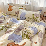 Boxtoday Cute Rabbit Bedding Set with Zipper No Filler Blue Pink Duvet Cover Flat Sheet Pillowcases Twin Queen Size Girl Boys Bed Linens