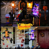 Boxtoday 2 Modes Halloween Crashing Witch into Tree Decoration Halloween Light Up Hanging Decorations with Glowing Luminous Warning Sign