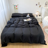 Boxtoday Black Bedding Set Soft Bed Linen Set Washed Cotton Duvet Cover Pillowcase and Bedsheet постельное бельё набор Home Bedclothes