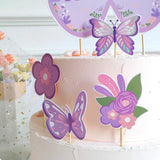 Boxtoday Pink Purple Butterfly Banner Pull Flag Cake Card Decor Butterfly Baby Shower Wedding Princess Girl Happy Birthday Party Supplies