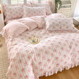 Boxtoday New Ruffles 100% Cotton Duvet Cover Set or Single Duvet Covers Floral Princess Style All Cotton Quilt Cover Queen Blanket Cover