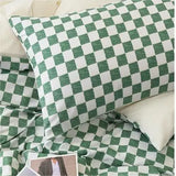 Boxtoday 3/4Pcs Duvet Cover Set, New Skin Friendly Microfiber Fabric, Soft Plaid Geometrical Solid Color Double King Queen Bedding Set