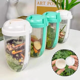 Boxtoday 1pc Salad Cups Portable Salad Container Fruit Yogurt Lunch Bottles Salad Bowl with Spoons Body Building Lunch Accessories