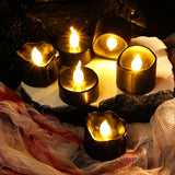 Boxtoday Black LED Candle Lamp Battery Operated Tea Light Flameless Fake Electronic Candle Halloween Party Decor Flashing Candle Lamp