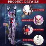 Boxtoday Light Up Halloween Animatronics Hanging Decor Luminous Screaming Horror Clown Sound&Touch Activated Props For Outdoor Yard Decor