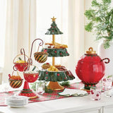 Boxtoday Snack Rack Christmas Tree Dessert Candy Plate Snack Tray Double Layer Cake Stand Fruit Holder Cupcake Rack Bowl Xmas Decoration