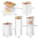 Boxtoday Bamboo Makeup Cotton Swabs Transparent Box Organizer Cosmetics Cotton Pads Holder Plastic Qtip container Bathroom organizer