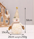 Boxtoday 48cm -75cm Printed Fabric Plush Scalable Snowman Doll Christmas Family Party Decorative Ornaments Happy 2024 New Year