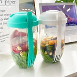 Boxtoday 1pc Salad Cups Portable Salad Container Fruit Yogurt Lunch Bottles Salad Bowl with Spoons Body Building Lunch Accessories