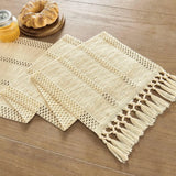 Boxtoday Beige Boho Table Runner with Tassels Hand Woven Table Runner Rustic Farmhouse Table Runner for Kitchen Dining Table Home Decor