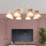 Boxtoday Sweet Princess Room Chandeliers Pink Bow Glass Lamps Modern Romantic Warm Children's Living Room Girl Bedroom Decor Chandelier