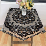 Boxtoday European Pastoral Handmade Nail Bead Splice Black Tablecloth Bedroom Balcony Garden Coffee Table Waterproof Cover Decoration