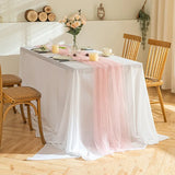 Boxtoday Wedding Pink Pearl Mesh Table Runner 10FT Sheer Voile Dining Table Decoration For Romantic Wedding Engagement Anniversary Party