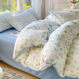 Boxtoday Cute Squirrel Pastoral Style Bedding Set NO Filler Ins Small Fresh Flower Duvet Cover and Flat Sheet Girls Bed Linen Full Size