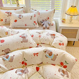 Boxtoday Cute Cartoon Duvet Cover Set No Filler Flat Sheet Pillowcases Girls Boys Twin Full Queen Size Dormitory Home Soft Bedding Set