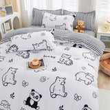 Boxtoday New Korean Style Bedding Set Kids Adults Twin Full Queen Size Bed Flat Sheet Duvet Cover Pillowcases Coffee Stripe Bed Linen