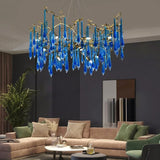 Boxtoday Blue crystal chandelier color can be customized Copper luxury villa living room indoor lighting club LED light luxury chandelier