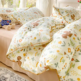 Boxtoday Cute Squirrel Pastoral Style Bedding Set NO Filler Ins Small Fresh Flower Duvet Cover and Flat Sheet Girls Bed Linen Full Size