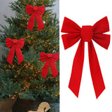 Boxtoday Christmas Bow Red Velvet Bow Knot Christmas Tree Topper Decoration Wreath Bows for Door New Year Christmas Party Decoration