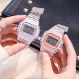 Boxtoday Transparent Digital Watch Square Women Watches Waterproof Sports Electronic Wrist Clock Watch Reloj Mujer Clocks Dropshipping