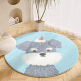 Boxtoday Round Cute Dog Animal Decoration Living Room Carpet Solid Color Cartoon Girl Room Bedside Rug Cloakroom Plush Mat Ковер Tapis 러그