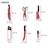 Boxtoday 12pcs/lot Halloween Plastic Blood Knife Tools Sets Horror Spooky Haunted House Hanging Knife Garland Banner