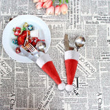 Boxtoday 10pcs Mini Christmas Hat Tableware Holder Bag Knife Fork Set Pocket Cover Wine Bottle Xmas Hat for Merry Christmas Decoration