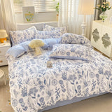 Boxtoday Korean Style Seersucker  Washed cotton Bedding Set  Girls Twin Queen Size Duvet Cover   Bed Linens Kids Fashion