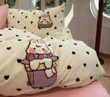 Boxtoday Cute embroidery rabbit heart bed set single double,twin full queen king cotton home textile bed sheet pillow case quilt cover