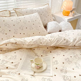 Boxtoday Cute Cartoon Bear Bedding Set Simple Duvet Cover Cotton Bed Linens Bed Sheets Pillowcase Single Double For Kids Decor Home