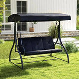 Boxtoday Outdoor Porch Swing, 2-in-1 Swing Glider with Adjustable Canopy, Removable Cushions, Foot Pad, Curved Handrails, Outdoor Swing