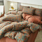 Boxtoday Cotton Soft Bedding Set Stripe Printing Duvet Cover with Pillow Case Flowers Quilt Cover Pillowcases Sets