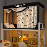 Boxtoday Student coated bed curtains Full blackout curtains Cute print summer mosquito repellent bed curtain Bunk bed