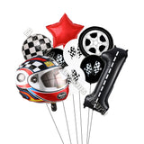 Boxtoday 5/9pcs Race Car Theme Balloon Set With 30inch Number Balloon Wheel Checkered Foil Globos Kids Boys Birthday Party Decor Supplies