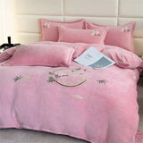 Boxtoday Winter Warm Bedding Set No Comforter Soft Milk Velvet Duvet Cover Flat Sheet Pillowcase Thick Embroidered Queen Size Bedspread