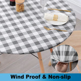 Olanly Round Table Cover Elastic Waterproof Table Covers Fitted Vinyl Tablecloth For Home Decoration Party Camping Table Cloth