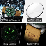 Boxtoday Luxury Man Watch Quartz Waterproof Luminous Date Chronograph Leather Men Wristwatch Military Sports Men's Watches Reloj