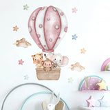 Boxtoday Watercolour Aniamls Hot Air Balloon Wall Stickers for Baby Nursery Room Decals Baby Girls Bears Cartoon Animals Kids Stickers