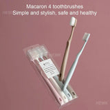 Boxtoday 4 Pcs Macaron Toothbrush Set Soft Hair Deep Cleaning Teeth Brushes Portable Travel Adult Toothbrushes Clean Oral Hygiene Care