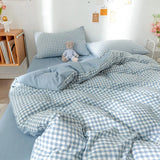 Boxtoday Blue Checkerboard Print Bedding Sets Nordic Duvet Cover Simple Lattice Quilt Cover Bed Sheet For Kdis Adults Bedclothes