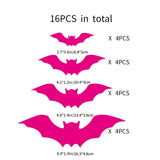 Boxtoday 48pcs(3packs) Pink Rose Red Black Halloween Bat Stickers Decoras Halloween DIY Wall Bathroom Indoor Cute Halloween Party Supplie