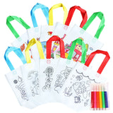 Boxtoday DIY Coloring Goodie Bags with Coloring Markers Party Gift Bags for Kids Toy Storage Bag Eco Non-Woven Fabric Shopping Bags