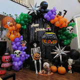 Boxtoday 123pcs Halloween Garland Arch Kit Black Green Orange Medicinal Furnace Ghost Skeleton Aluminum Film Balloon Halloween Party Deco