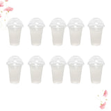 Boxtoday 50/100Pcs 360ml/380ml/500ml Disposable Clear Plastic Cups with a Hole Dome Lids for Tea Fruit Juice Tea Disposable Cup Tableware