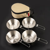 Boxtoday 300ml Outdoor Camping Cooking Utensils Tableware Handbag Camping Bowl Stainless Steel Camping Kitchen Set