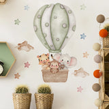 Boxtoday Watercolour Aniamls Hot Air Balloon Wall Stickers for Baby Nursery Room Decals Baby Girls Bears Cartoon Animals Kids Stickers