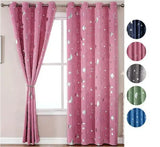 Boxtoday Pink Star Moon Print Kids Boy Girls Window Curtains Room Thermal Insulated For Bedroom Home Decor Window Pane Curtains 100×130cm