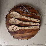 Boxtoday Set of 3 Kitchen Witch Decorative Spoon Wood Burning Halloween Kitchen Favor for Family Halloween Decor Home 2024 Supplies Party