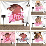 Boxtoday I'm Strong RATZ Pink Mouse Meme Funny Pattern Large Fabric Wall Tapestry Kawaii Room Decor Background Cloth Decoration Blanket