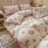 Boxtoday Pastoral Girls Flower Bedding Sets Soft Bed Linen Autumn Winter Quilt Cover Sheet and Pillowcases Simple Bedspread Home Textiles